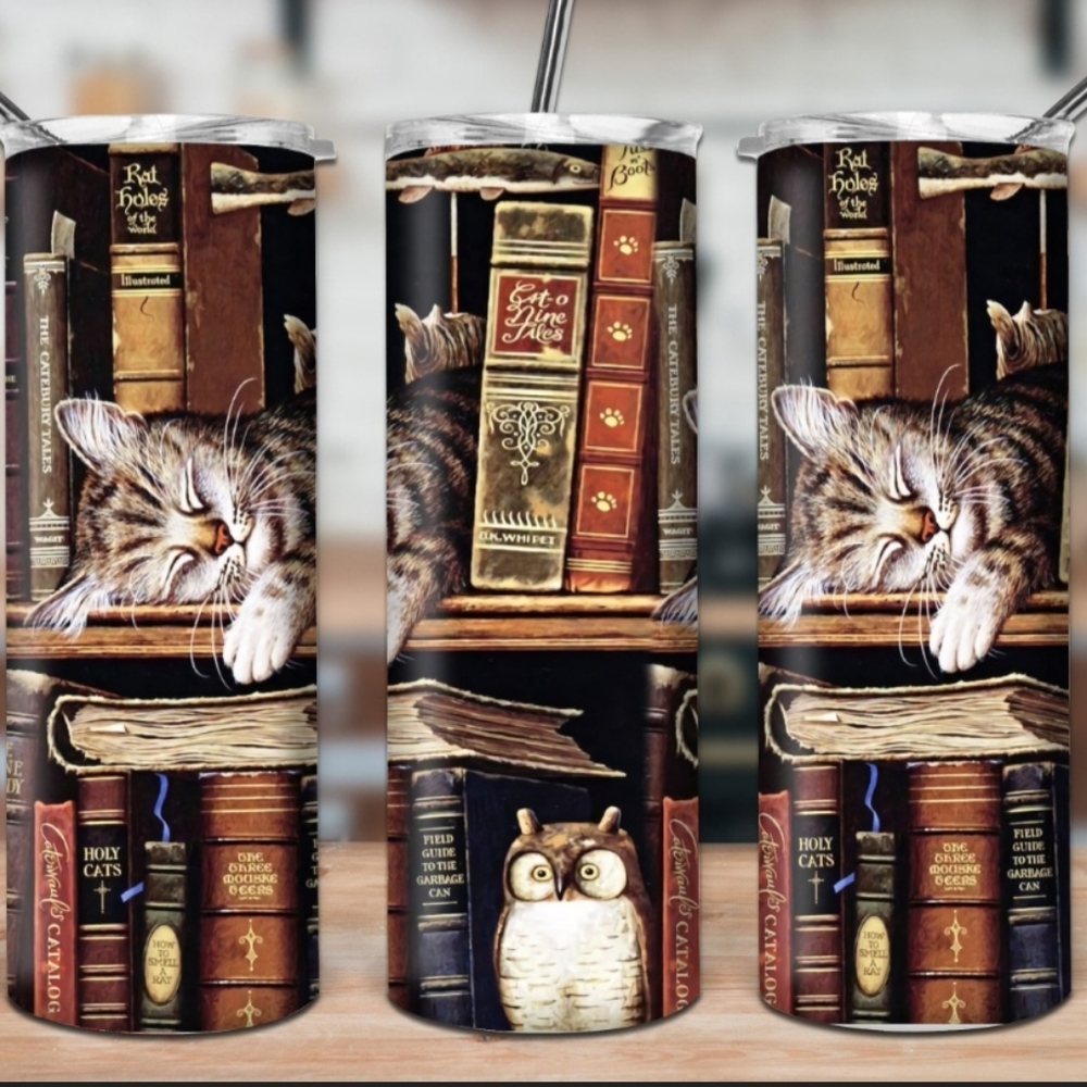 Cat With Books Tumbler
